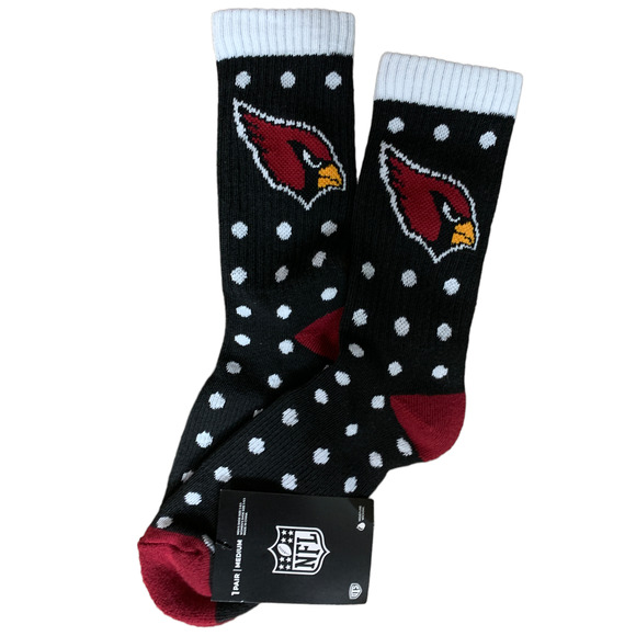 Arizona Cardinals Officially Licensed NFL Men's Socks in Black One Size New